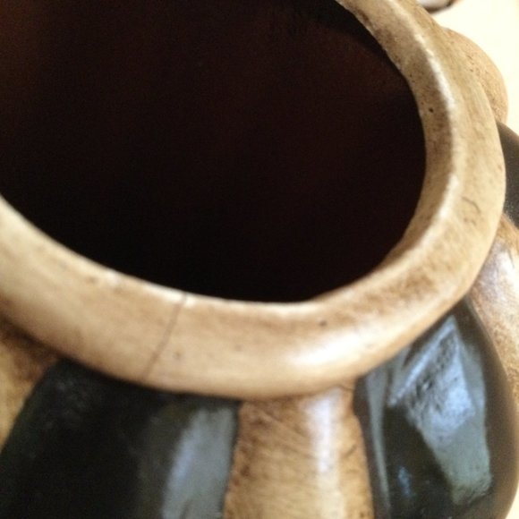 Big 15 3/4" tall ceramic jar with lid brown and black decorative jar home decor - Picture 9 of 9